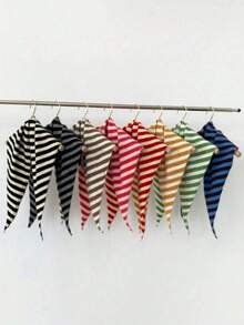 1 chiếc khăn choàng/khăn quàng cổ tam giác kẻ sọc dành cho nữ, khăn len đa năng cho mùa xuân/hè, có thể phối cùng váy và áo sơ mi, khăn trùm đầu giữ ấm, quà tặng ngày Valentine. - Nhiều màu - Xem 1