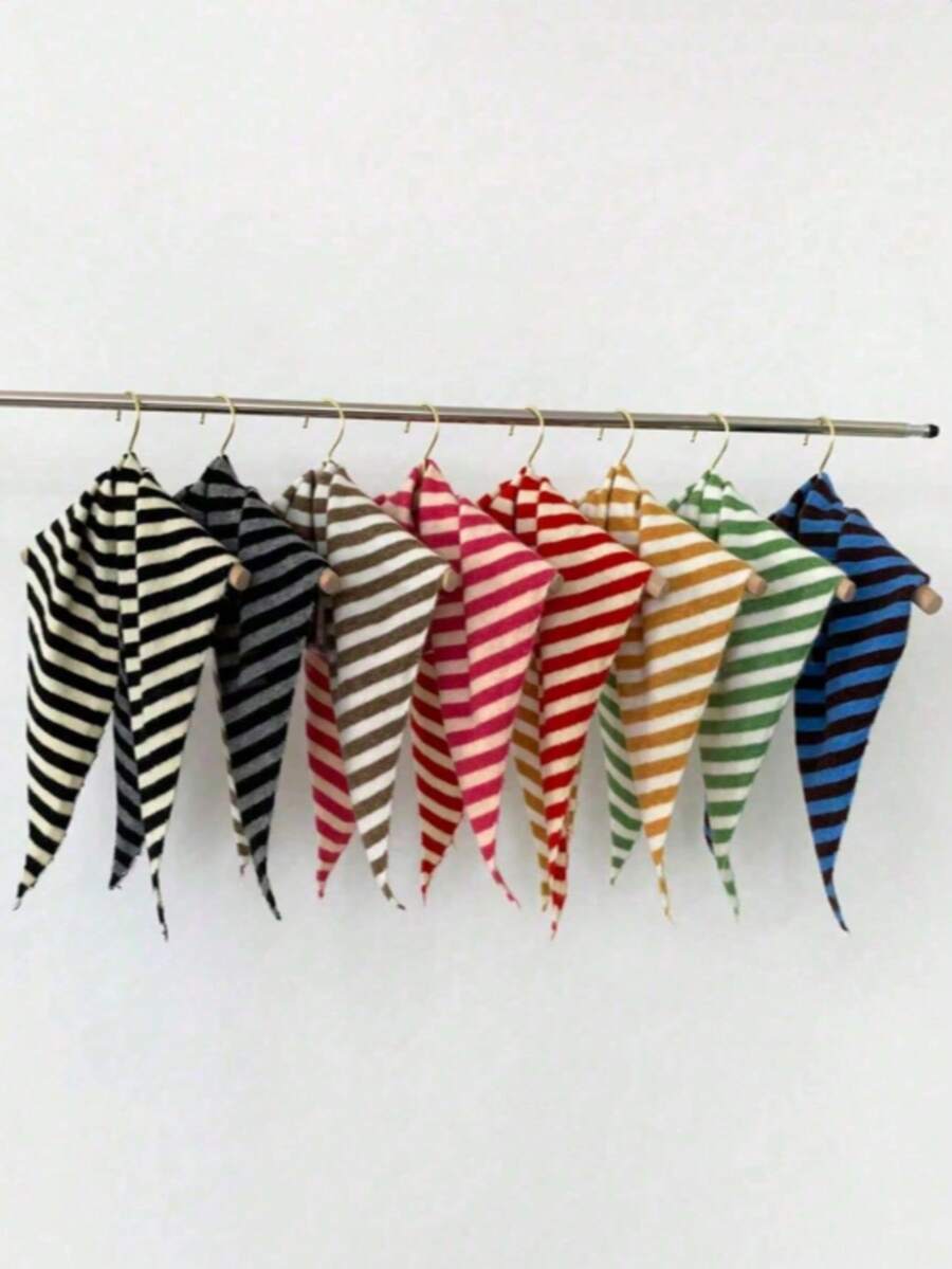 1 chiếc khăn choàng/khăn quàng cổ tam giác kẻ sọc dành cho nữ, khăn len đa năng cho mùa xuân/hè, có thể phối cùng váy và áo sơ mi, khăn trùm đầu giữ ấm, quà tặng ngày Valentine. - Nhiều màu - Xem 1