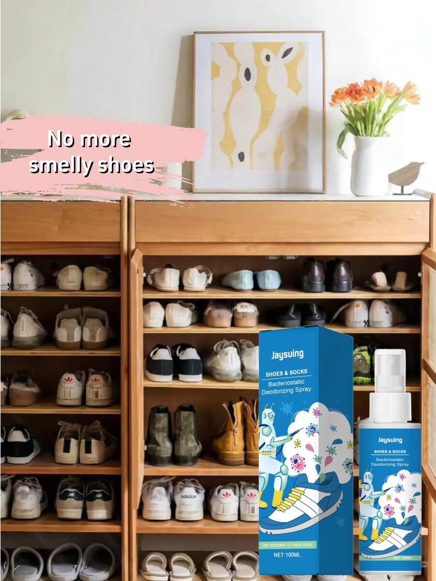 Spray desodorante para zapatos y calcetines Jaysuing, limpiador de zapatillas, eliminador de olor de pies, spray refrescante para el armario de zapatos