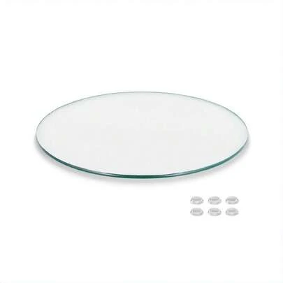 The 24" Round Tempered Glass Table Top - Clear, Pencil Polished Edge - Suitable For Dining, Coffee & End Tables