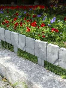5/10/20 pezzi Recinzione decorativa per prato, bordo in plastica effetto pietra per giardino, aiuola, cortile, patio, recinzione divisoria da giardino a incastro - multicolore - Visualizzare 6