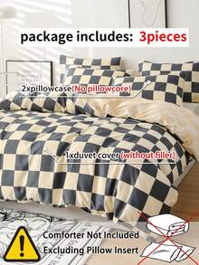 3pcs Checkerboard Pattern Duvet Cover Set (1 Duvet Cover And 2 Pillow Shams), Soft And Skin-Friendly, Suitable For All Seasons - Multicolor - View 10