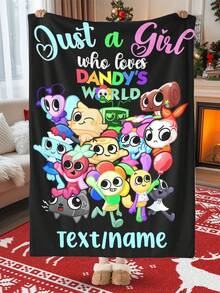Dandy'S World Girls | Girl Who Loves Dandy'S World Custom Blanket -  Personalized Name/Text, Funny Birthday Gifts,All-Season Cozy,Perfect For Living Room, Office, Sofa Decor & Travel - Durable Polyester, Ideal Gift For Home & Outdoor Use, Blanket For Couch - màu đen - Xem 11