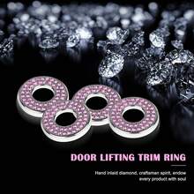 4pcs Shiny Car Door Lock Cover, Rhinestone Pull Rod Bolt Decorative Sticker, Shiny Car Accessories For Women, Compatible With A/B/C/D/E Class Door & Window Lock Modification - Menti - View 12