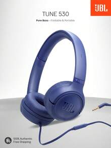 Tune 530 有线头戴式耳机，带麦克风，JBL 纯正低音，EQ 预设，可折叠设计，防缠绕扁平线缆，适用于手机、笔记本电脑、平板电脑，即插即用，高保真耳机 - 查看 10