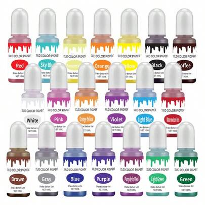 24色10毫升/0.353盎司环氧树脂颜料固体着色剂液体，适用于DIY树脂艺术、珠宝制作、工艺品制作