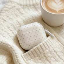 简约清新白色波点挂式耳机保护套，兼容 Pro 3、新款 Pro 2、可爱 Apple 4 简约款 3，个性化半耳机保护套，女士款 - 白色 - 查看 4