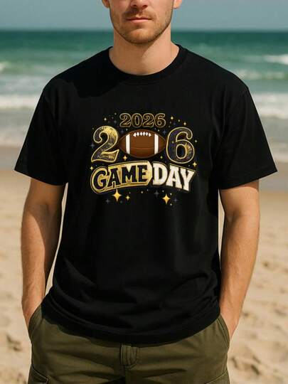 Camiseta de manga corta para hombre con estampado unilateral, estilo retro y vintage, 2026 GAME DAY. Camiseta de manga corta con estampado para hombre, informal, para todas las estaciones, con tejido transpirable, cuello redondo, corte holgado, perfecta para disfrutar de la experiencia de ver partidos y mostrar apoyo entusiasta. Camiseta de algodón de alto gramaje para hombre y mujer – Confeccionada con algodón puro, grueso y transpirable para mayor comodidad y durabilidad. Camiseta vintage lavada