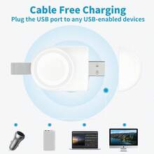 USB-C & USB-A Interface Magnetic Wireless Watch Charger, Portable Wireless Fast Charging Charging Dock, Supports Fast Wireless Charging, For Watch Ultra 2/Ultra/SE 2/SE Series 10/9/8/7/6/5/4/3/2/1 - White - View 3