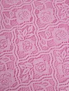 AOMEI Pink Chic Women Lace Mini Dress Floral Off Shoulder Ruffled Puff Sleeves High Waist A Line Wedding Guest Birthday Party Dresses - Pink - View 6