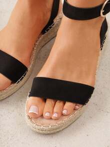 Soft Espadrille Sandals Women Summer Beach Casual - Black - View 4
