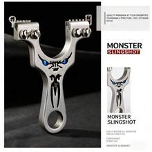 1pc Large Monster Slingshot, Large Demon 304 Stainless Steel Outdoor Competitive Slingshot, With Flat Rubber Band, No-Tie Design, Precise Shooting. Leather Pouch Color, Shape And Size Are Random. For Adult Use Only, Minors Prohibited. - Multicolor - View 7