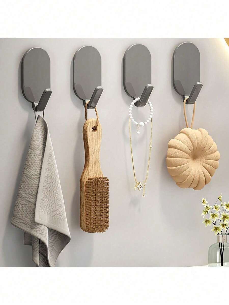 10pcs Strong No Drill Plastic Wall Hooks, Suitable For Kitchen, Bathroom, Bedroom To Hang Towels, Coats, Keys, Bags, Etc. Universal For Kitchen And Bathroom, Also Suitable For Mother's Day, Valentine's Day, Jewelry Packaging, Holiday Party, Holiday Supplies, Home Decor, New Year, Halloween, Christmas, Wedding, Best Gift Choice For New Year - Multicolor - View 1