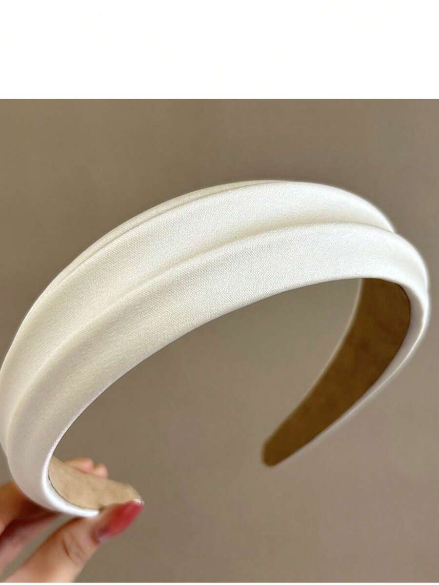 3pcs/1pc Women's Black, White, Khaki Satin Headbands, Fashion Versatile High-End Elegant Simple Solid Color Hair Accessories Suitable For Daily Wear, Casual, Party, Commute, Vacation, Ponytail, Bun, Face Washing, Makeup, Outfit Matching - Multicolor - View 1