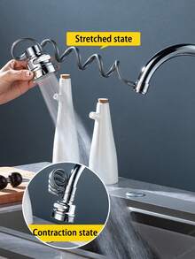 1个可拉出式防溅泡沫喷头 - 银色：厨房水龙头延长器 三速增压防溅花洒通用型花洒泡沫装置 三速可拉出式神器水龙头增压器通用型可拉出式延长器防溅花洒神器厨房浴室洗脸盆洗发神器 - 可抽拉 - 查看 6