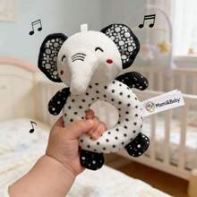 Sonajero de dentición con diseño de animales en blanco y negro con sonido chillón - Juguete sensorial de mano adecuado para recién nacidos de 0 a 12 meses, lindo aro de agarre para el desarrollo temprano - Blanco y Negro - Ver 15