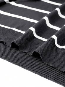 Men's Casual Striped Short Sleeve Knit Top - Dark Grey - View 5