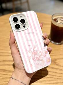 1pc Compatible With IPhone 17/16/15/14/13/12/11 All Models, Soft & Cute Girl Design, TPU Soft Case, Summer Beach Style, Striped Sea Turtle Shell Floral Pattern, Lightweight Anti-Slip Phone Cover - White - View 3