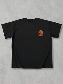 Strevion OBM Men X Harry Potter 男士简约哈利波特7号图案印花圆领短袖T恤，夏季款 - 黑色 - 查看 3