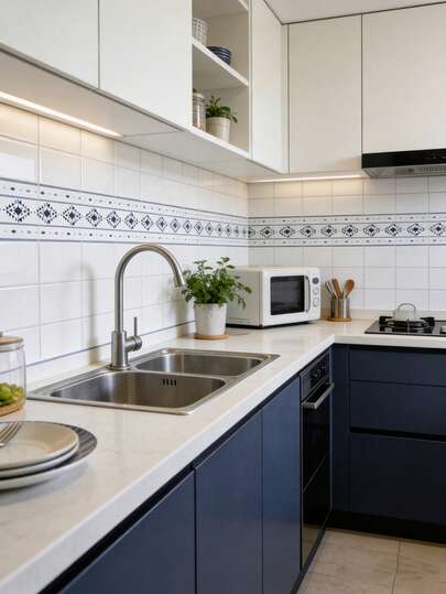 1 Cuộn nẹp PVC tự dính rộng 12cm/4.72inch dùng cho nhà bếp, phòng tắm, chân tường, trang trí tường. Nẹp chân tường, gạch ốp, nẹp chống thấm nước. Thích hợp cho việc cải tạo nhà cửa.