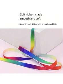 Double-Sided Rainbow Ribbon Cat Teaser Wand, Cat Toy, Pet Toy, Essential Gift, Cat Feather Toy - Multicolor - View 2