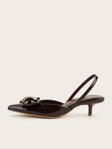 2025年秋冬季女士优雅珍珠水钻尖头高跟鞋 - 棕色 - 查看 5