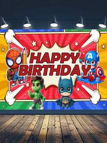 Marvel 100*150CM Backdrop For Birthday Party Decoration, Photography Birthday Banner, Polyester Fiber Party Background Cloth Avengers Birthday Party Paper Plates Decorations Superhero Birthday Party Tablecloth And Tableware Birthday Party Supplies - Multicolor - View 7