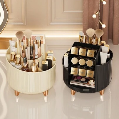 Giá đỡ cọ trang điểm xoay, hộp đựng mỹ phẩm để bàn nghiêng, hộp đựng văn phòng phẩm.