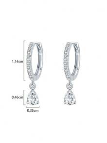 1对S925纯银几何水滴吊坠耳环，简约优雅小巧精致耳环，镶嵌闪亮立方氧化锆，低致敏性，适合女性日常佩戴或作为节日礼物 - 水滴 - 查看 8