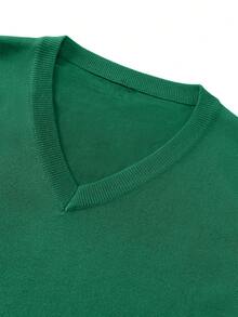 Chaleco de punto casual y versátil de unicolor para hombres - Verde - Ver 3