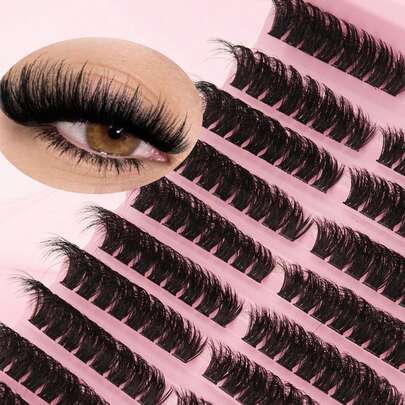 160 DIY Eyelash Curlers, Blended With Natural Eyelashes, Extra Long And Thick Lashes, Single Curls, Long And Thin Lashes, Cartoon-Style Long Lashes, Suitable For Beginners To Do At Home. 200 Extra-Thick False Eyelashes, Large Capacity Lash Bundles, Lash Bundles, Single Lashes, False Eyelashes.