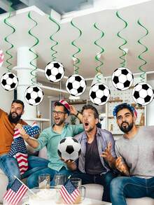 1/2 piezas Decoración colgante de fútbol con vórtice, productos de decoración de fiesta de fútbol, corona de fútbol para niños y fans, decoración de fiesta temática de deportes para baby shower y cumpleaños, impresión de un solo lado - Multicolor - Ver 3