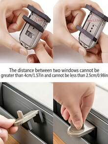Bộ 1/3/5 chốt giữ cửa sổ an toàn - Khóa an ninh cửa sổ trượt không cần khoan | Thiết kế chống kẹp và chống rơi, tăng cường an ninh nhà cửa - A - Xem 4