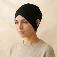 Awegeo 1条女士纯色发带 - 简约、弹力、时尚百搭的休闲头巾 | 柔软、透气、舒适、百搭的日常发帽、睡眠帽、睡帽 - A - 查看 9