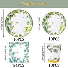 Vine Tree Pattern Disposable Tableware Set, 7/9 Inch Party Plates, Disposable Paper Plates, Cups, Napkins, Suitable For Festivals, Weddings, Engagements, Birthdays, Parties, Celebrations - Multicolor - View 6