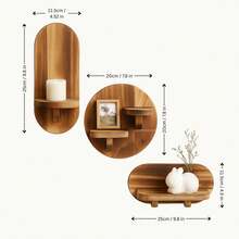 Modern Minimalist Wooden Wall Display Rack, Floating Decor Shelf, Wall Mounted Planter Holder, Suitable For Bedroom, Living Room, Kitchen - Multicolor - View 2
