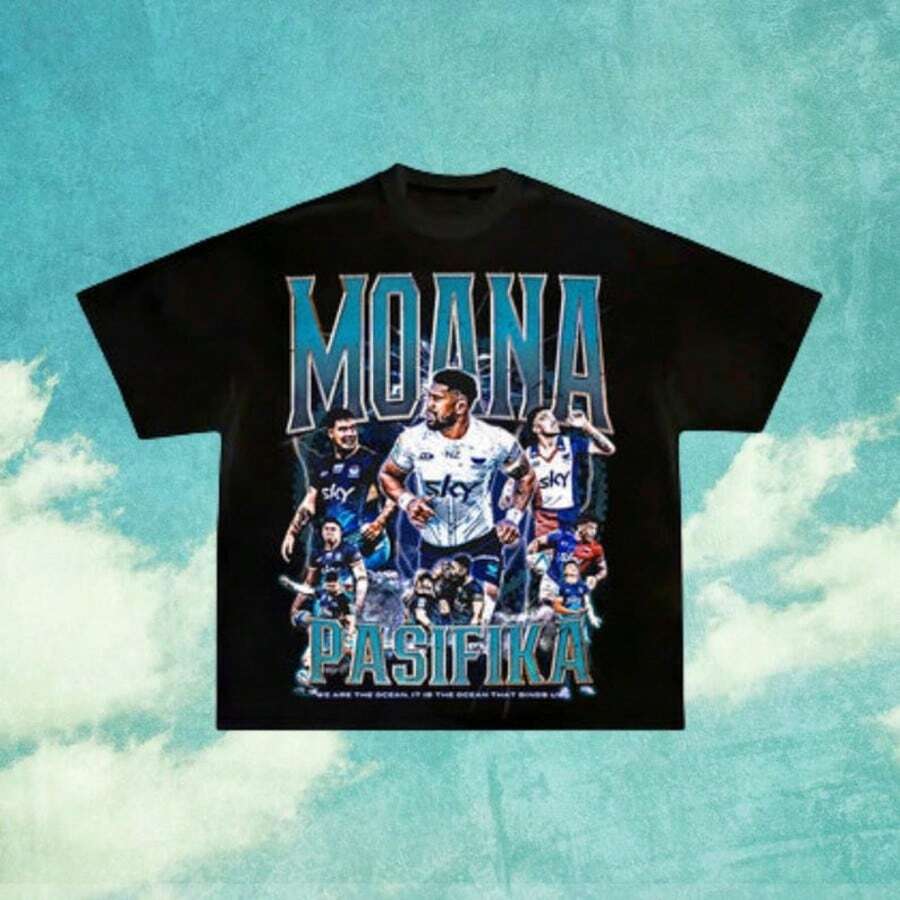 Moana Pasifika Rugby Graphic T-Shirt _ Super Rugby Fan Tee - màu đen - Xem 1
