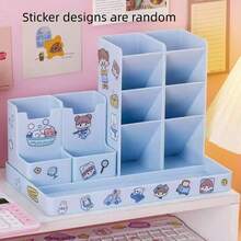Soporte inclinado para bolígrafos, organizador de escritorio de estudiante de primaria lindo, estuche para lápices de gran capacidad y multiusos, taza creativa para bolígrafos de escritorio - Multicolor - Ver 14