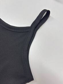 Áo camisole nữ dáng ôm, màu trơn, kiểu dáng thường ngày. - màu đen - Xem 7
