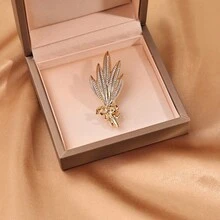 新款镶钻麦穗胸针，奢华复古翻领别针西装配饰 - 彩色 - 查看 2