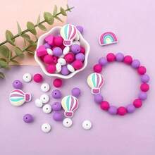 18颗彩虹硅胶珠套装，适合制作手指饰品，DIY工艺配件，可用于项链、手链、钢笔等。 - DIY彩虹矽膠珠套裝 - 查看 7