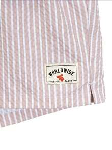 ZELFYO Men's Striped Print Drawstring Waist Pocket Beach Shorts Men Swim Trunks Men Beachwear Beige Swim Trunks Striped Swim Trunks Bathing Suit Men Beach Clothes For Men Cream Swim Trunks Beach Trunks Men S Swim Trunk Men Shorts Vacation - 彩色 - 查看 8