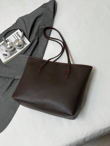 纯色撞色PU手提包，大容量多色PU单肩手提包，适合休闲穿着。可装笔记本电脑，是节日送礼的绝佳选择。 - 彩色 - 查看 6