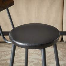 Long Bar Table With 3 PU Upholstered Stools, Industrial Style Bar Table And Chairs For Kitchen, Dining Room, Living Room, Banquet Hall, Rustic Brown And Black Style. - Rust Brown - View 10