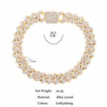 New Fashion Thick Metal Chain Anklet, Cubic Zirconia Decorated Gold & Silver Cuban Link Punk Rock Style Unisex Ankle Jewelry - Anklets - View 6