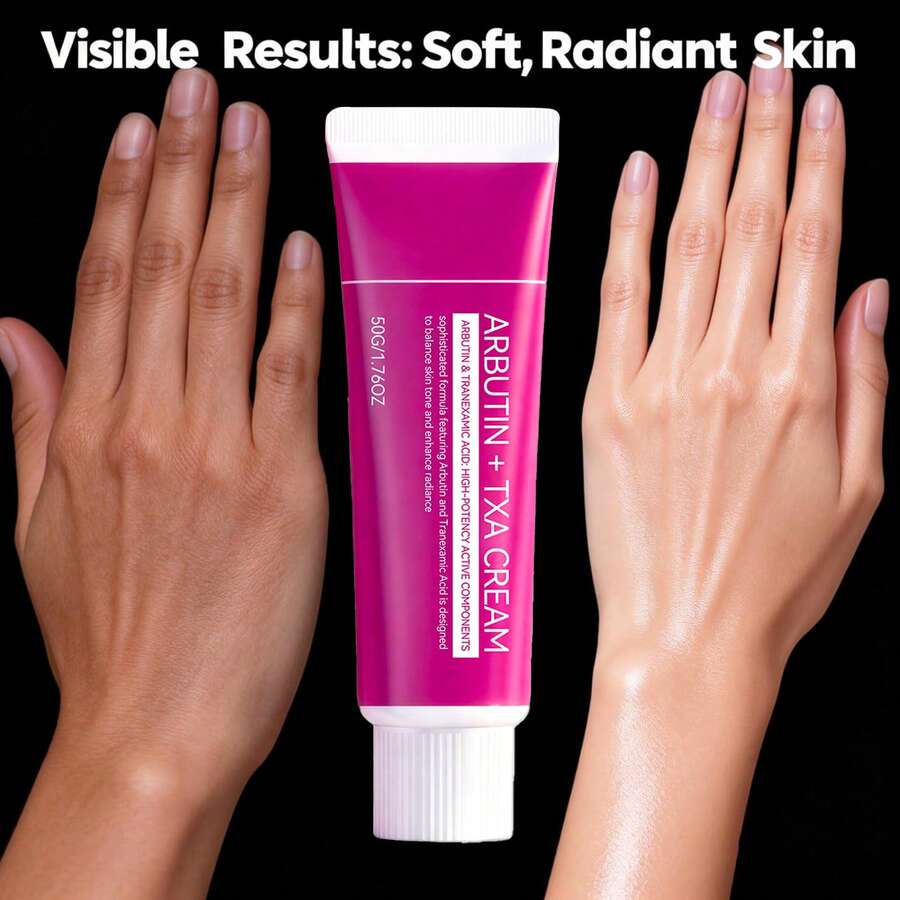 亮白面部及身体乳霜，强效亮肤霜，蕴含熊果提取物、氨甲环酸、烟酰胺和谷胱甘肽，有效淡化雀斑、瑕疵和色素沉着，温和保湿，不刺激肌肤。 - 強效亮膚霜 - 查看 1