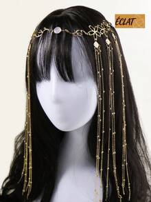 Light Luxury Sophisticated Tassel Charm Flower Decor Hair Clip With Chain Party Bow Carnival Head Jewelry Head Pieces For Women Wedding Hair Accessories Bride To Be U3QE - 金子 - 查看 1