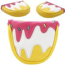 可爱冰淇淋高尔夫推杆套，一体式/半圆形推杆套，3D刺绣设计，耐磨PU皮革，防震、防尘、防潮，少女高尔夫球杆保护套 - mallet putter - 查看 5