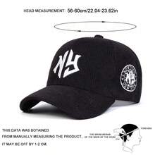 1 pieza Gorra de béisbol de mujer con bordado de letra NY en pana, sombrero casual de moda callejera para primavera/otoño, exterior, viaje, playa - multicolor - Ver 2