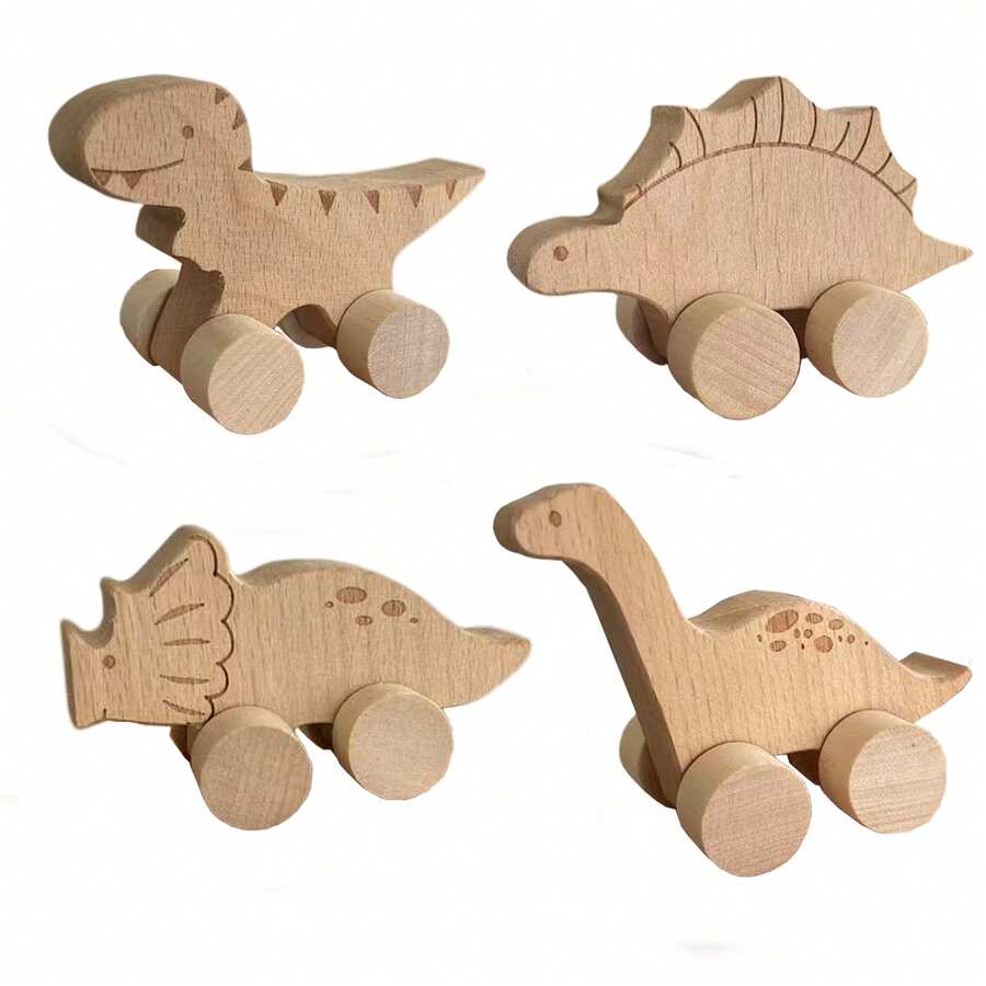 4 Pack Wooden Dinosaurs For Painting, Craft, Room, Party, Classroom Decoration, Party Supplies, DIY Painting Project For Family Time - A - View 1